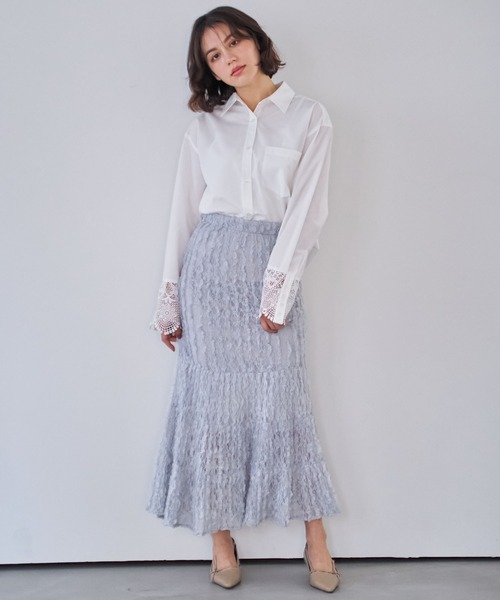 NOELA(ノエラ)の「カットレースナロースカート(スカート・レディース・ブラック/オフホワイト/サックスブルー・フリー)」の16枚目の写真