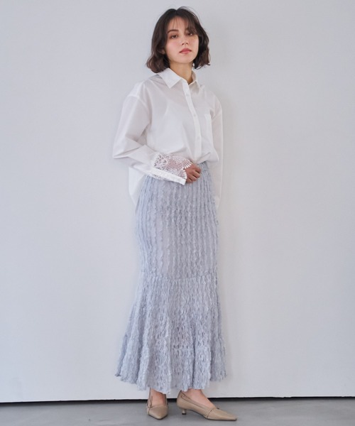 NOELA(ノエラ)の「カットレースナロースカート(スカート・レディース・ブラック/オフホワイト/サックスブルー・フリー)」の18枚目の写真