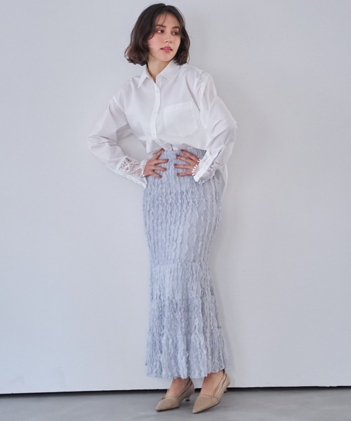 NOELA(ノエラ)の「カットレースナロースカート(スカート・レディース・ブラック/オフホワイト/サックスブルー・フリー)」の20枚目の写真