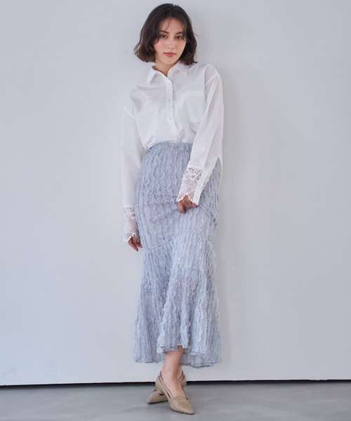 NOELA(ノエラ)の「カットレースナロースカート(スカート・レディース・ブラック/オフホワイト/サックスブルー・フリー)」の21枚目の写真