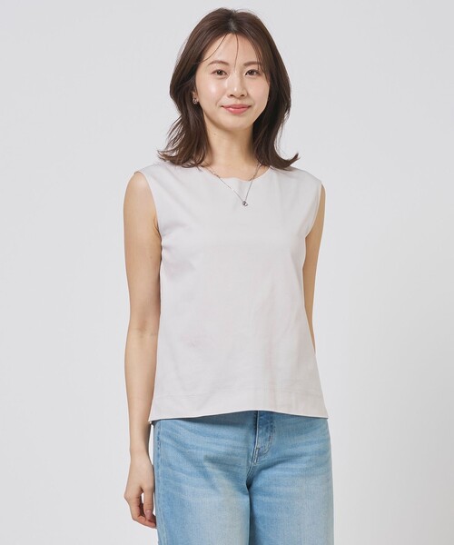 J.PRESS(ジェイプレス)の「【レイヤードスタイルに】スムースジャージー ノースリーブ カットソー(Tシャツ/カットソー・レディース・ライトグレー系/ブラック系/ホワイト系・T15/T13)」の3枚目の写真
