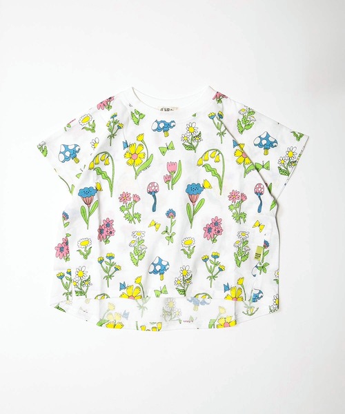 【美品】houseonthehillbaby 2025ss 花柄Tシャツ セール】レトロフラワー総柄変形半袖Tシャツ□150.160cm（Tシャツ