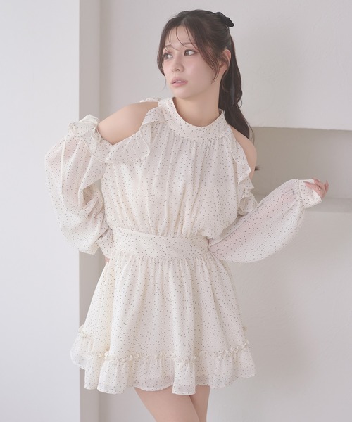 セール】open shoulder mini dress / オープンショルダーミニ