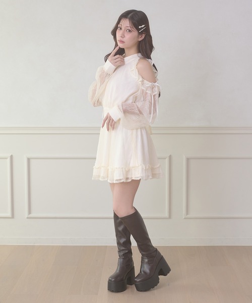 Ambre Neige(アンブルネージュ)の「open shoulder mini dress / オープンショルダーミニワンピース(ワンピース・レディース・その他/アイボリー/ブラック/ブラック系その他・FREE)」の21枚目の写真