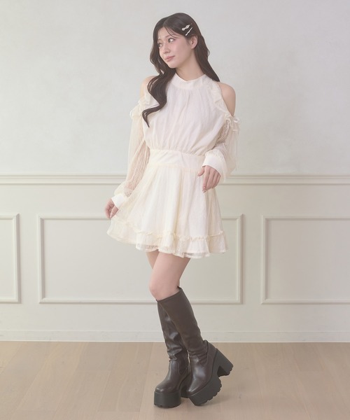 Ambre Neige(アンブルネージュ)の「open shoulder mini dress / オープンショルダーミニワンピース(ワンピース・レディース・その他/アイボリー/ブラック/ブラック系その他・FREE)」の22枚目の写真