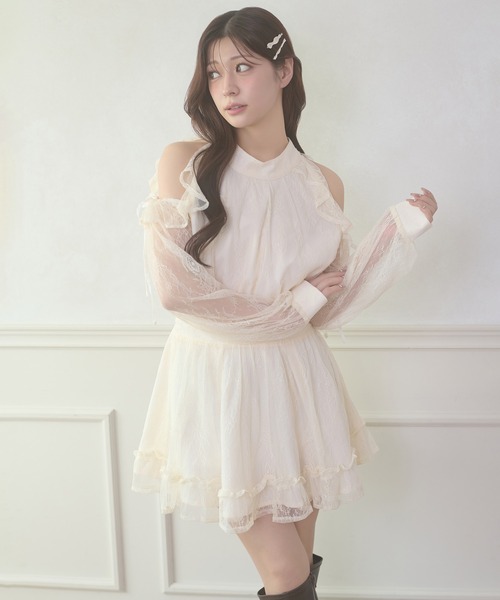 Ambre Neige(アンブルネージュ)の「open shoulder mini dress / オープンショルダーミニワンピース(ワンピース・レディース・その他/アイボリー/ブラック/ブラック系その他・FREE)」の17枚目の写真