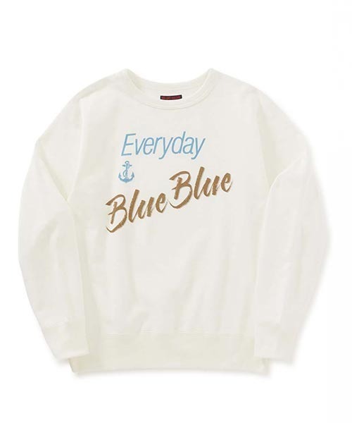 BLUE BLUE(ブルーブルー)の「Everyday Blue Blue クルーネック スウェット(スウェット・メンズ・ホワイト/ネイビー・L/XL)」の1枚目の写真