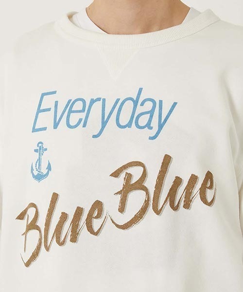 BLUE BLUE(ブルーブルー)の「Everyday Blue Blue クルーネック スウェット(スウェット・メンズ・ホワイト/ネイビー・L/XL/S/M)」の6枚目の写真