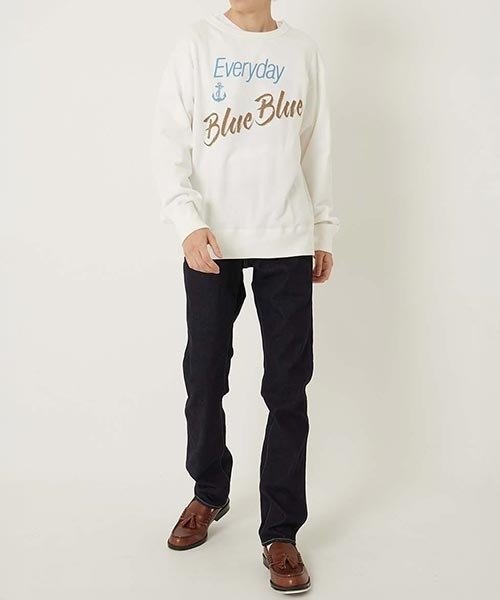 BLUE BLUE(ブルーブルー)の「Everyday Blue Blue クルーネック スウェット(スウェット・メンズ・ホワイト/ネイビー・L/XL/S/M)」の9枚目の写真