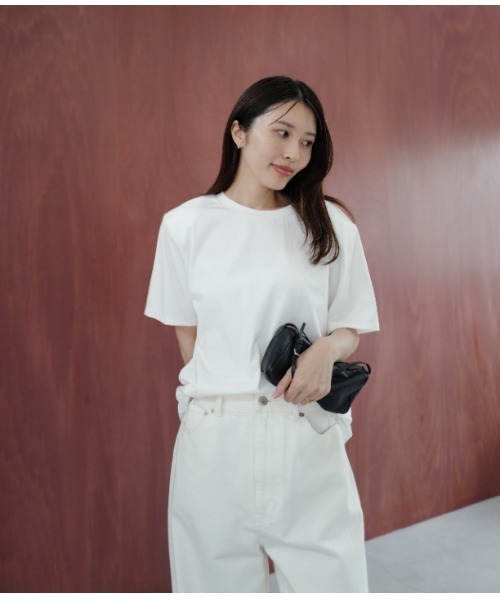 Henon.(ヘノン)の「肩パットTシャツ(Tシャツ/カットソー・レディース・バーガンディー/ホワイト/ネイビー・F)」の16枚目の写真