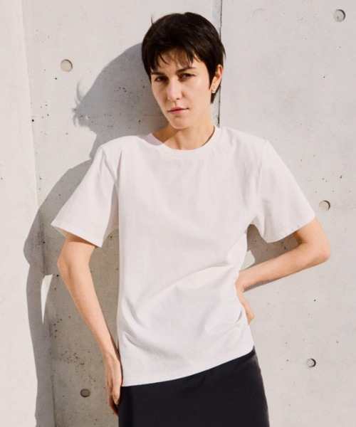 Henon.(ヘノン)の「肩パットTシャツ(Tシャツ/カットソー・レディース・バーガンディー/ホワイト/ネイビー・F)」の19枚目の写真