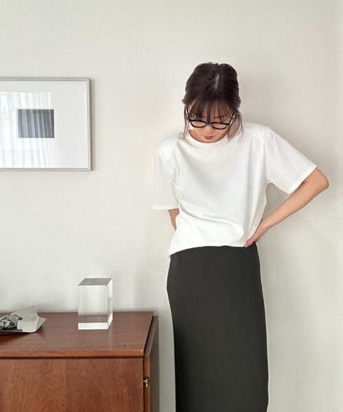 Henon.(ヘノン)の「肩パットTシャツ(Tシャツ/カットソー・レディース・バーガンディー/ホワイト/ネイビー・F)」の20枚目の写真