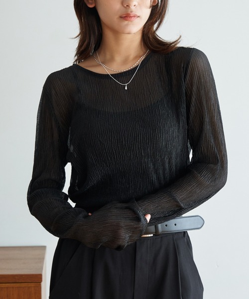My shawty(マイシャウティー)の「lame gather top(Tシャツ/カットソー・レディース・ブラック/ホワイト/チャコールグレー・FREE)」の10枚目の写真