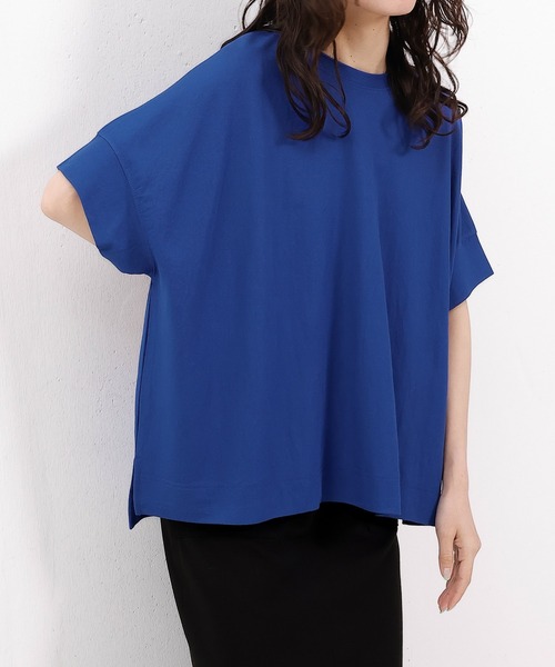 emesuelee(エメスーリー)の「UV遮蔽率90%以上 ナイロン混 接触冷感 半袖プルオーバー(Tシャツ/カットソー・レディース・グリーン/ブルー/スカイブルー/ブラック/アイボリー/イエロー・フリー)」の5枚目の写真