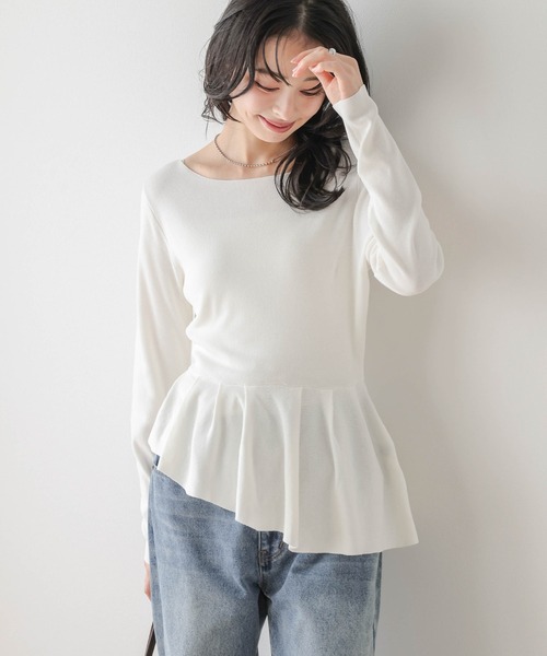 SUGAR BISKET(シュガービスケット)の「アシンメトリーペプラムトップス(ニット/セーター・レディース・グレー/ブラック/ホワイト/ラベンダー・フリー)」の2枚目の写真
