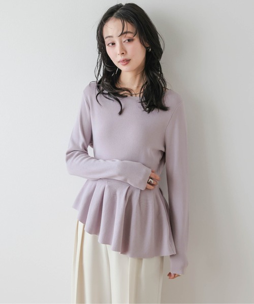 SUGAR BISKET(シュガービスケット)の「アシンメトリーペプラムトップス(ニット/セーター・レディース・グレー/ブラック/ホワイト/ラベンダー・フリー)」の13枚目の写真