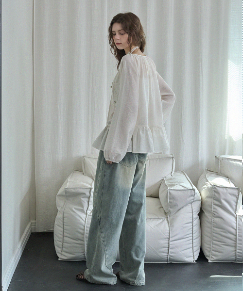 MICANE（ミケーネ）の「フリルタイブラウス（シャツ/ブラウス・レディース・ブラック/クリーム・LARGE/MEDIUM/X-LARGE/SMALL）」の6枚目の写真