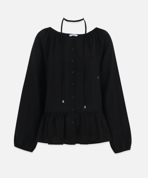 MICANE（ミケーネ）の「フリルタイブラウス（シャツ/ブラウス・レディース・ブラック/クリーム・LARGE/MEDIUM/X-LARGE/SMALL）」の11枚目の写真