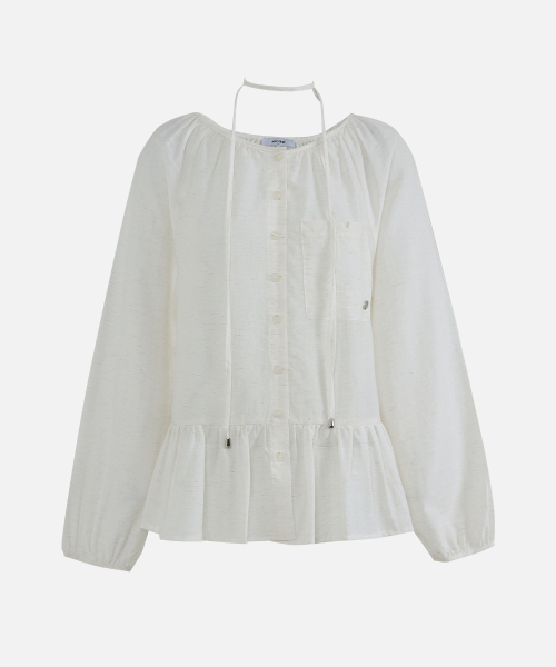 MICANE（ミケーネ）の「フリルタイブラウス（シャツ/ブラウス・レディース・ブラック/クリーム・LARGE/MEDIUM/X-LARGE/SMALL）」の12枚目の写真
