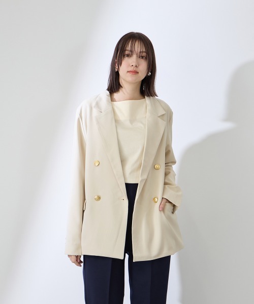 QUEENS COURT（クイーンズコート）の「ストレッチツイルダブルボタンテーラードジャケット（テーラードジャケット・レディース・ネイビー・M）」の2枚目の写真