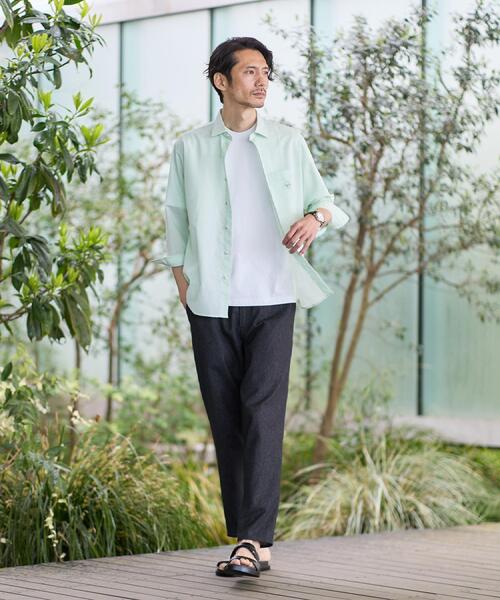 TAKEO KIKUCHI(タケオキクチ)の「【接触冷感】ハイブリッド リネン 七分袖シャツ(シャツ/ブラウス・メンズ・ライトグリーン/ネイビー/ブルー系その他/オレンジ・02/01/04/03)」の8枚目の写真
