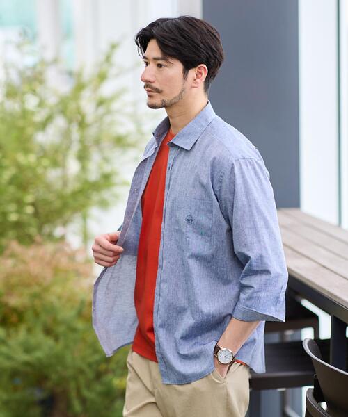 TAKEO KIKUCHI(タケオキクチ)の「【接触冷感】ハイブリッド リネン 七分袖シャツ(シャツ/ブラウス・メンズ・ライトグリーン/ネイビー/ブルー系その他/オレンジ・02/01/04/03)」の11枚目の写真