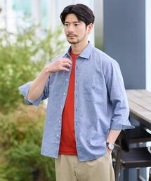 【接触冷感】ハイブリッド リネン 七分袖シャツ