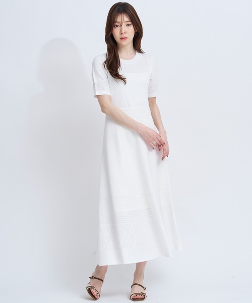 NOELA(ノエラ)の「レース編みニットワンピース(ワンピース・レディース・ブラック/ベージュ/オフホワイト・フリー)」の6枚目の写真