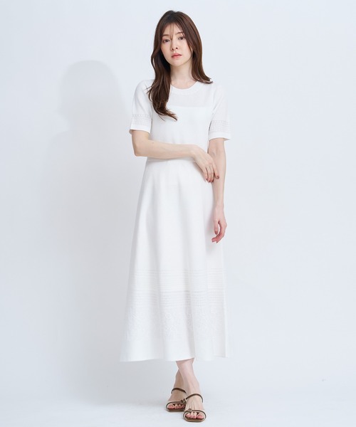 NOELA(ノエラ)の「レース編みニットワンピース(ワンピース・レディース・ブラック/ベージュ/オフホワイト・フリー)」の7枚目の写真