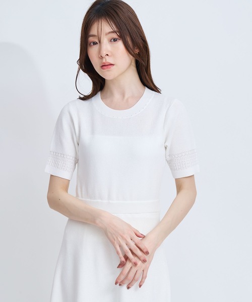 NOELA(ノエラ)の「レース編みニットワンピース(ワンピース・レディース・ブラック/ベージュ/オフホワイト・フリー)」の9枚目の写真