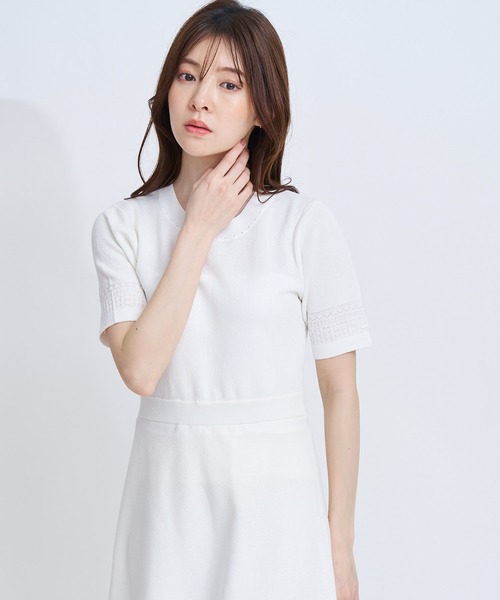 NOELA(ノエラ)の「レース編みニットワンピース(ワンピース・レディース・ブラック/ベージュ/オフホワイト・フリー)」の10枚目の写真