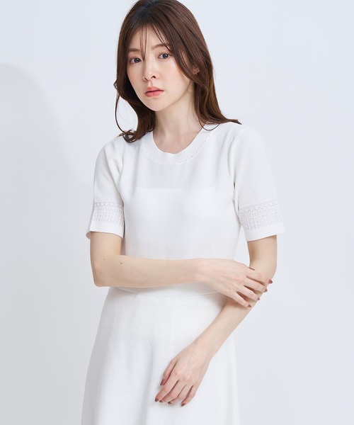 NOELA(ノエラ)の「レース編みニットワンピース(ワンピース・レディース・ブラック/ベージュ/オフホワイト・フリー)」の11枚目の写真