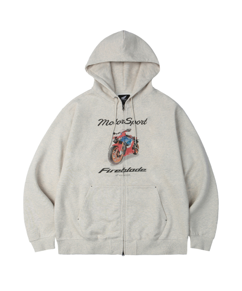 PHYPS MOTORCYCLE(フィップスモーターサイクル)の「Motorsport Fireblade Hoodie Zip-Up Oatmeal(パーカー・レディース・その他・SMALL/MEDIUM/LARGE/X-LARGE)」の1枚目の写真