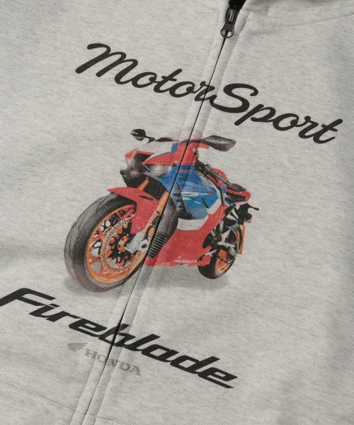 PHYPS MOTORCYCLE(フィップスモーターサイクル)の「Motorsport Fireblade Hoodie Zip-Up Oatmeal(パーカー・レディース・その他・SMALL/MEDIUM/LARGE/X-LARGE)」の3枚目の写真