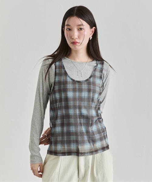 NUJOH（ヌゾ）の「Slim Basic Long Sleeve Top / スリムベーシックロングスリーブトップス（Tシャツ/カットソー・レディース・イエロー/パープル/ブラック/ホワイト/グレー・FREE）」の6枚目の写真