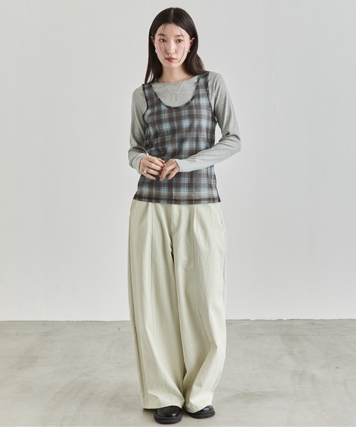 NUJOH（ヌゾ）の「Slim Basic Long Sleeve Top / スリムベーシックロングスリーブトップス（Tシャツ/カットソー・レディース・イエロー/パープル/ブラック/ホワイト/グレー・FREE）」の13枚目の写真