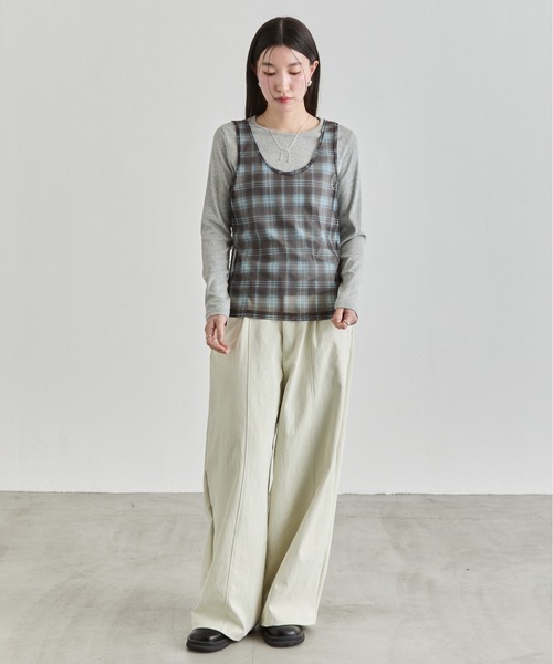 NUJOH（ヌゾ）の「Slim Basic Long Sleeve Top / スリムベーシックロングスリーブトップス（Tシャツ/カットソー・レディース・イエロー/パープル/ブラック/ホワイト/グレー・FREE）」の15枚目の写真