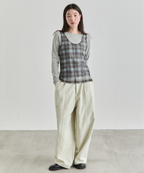 NUJOH（ヌゾ）の「Slim Basic Long Sleeve Top / スリムベーシックロングスリーブトップス（Tシャツ/カットソー・レディース・イエロー/パープル/ブラック/ホワイト/グレー・FREE）」の14枚目の写真