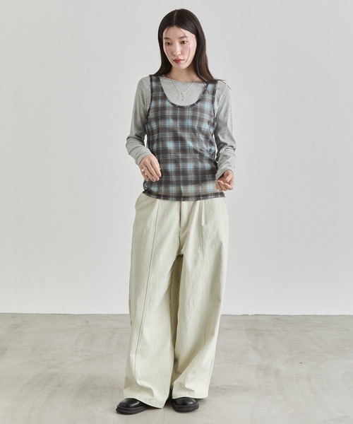 NUJOH（ヌゾ）の「Slim Basic Long Sleeve Top / スリムベーシックロングスリーブトップス（Tシャツ/カットソー・レディース・イエロー/パープル/ブラック/ホワイト/グレー・FREE）」の19枚目の写真