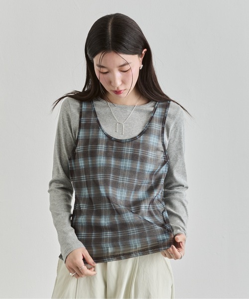 NUJOH（ヌゾ）の「Slim Basic Long Sleeve Top / スリムベーシックロングスリーブトップス（Tシャツ/カットソー・レディース・イエロー/パープル/ブラック/ホワイト/グレー・FREE）」の7枚目の写真