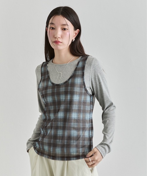 NUJOH（ヌゾ）の「Slim Basic Long Sleeve Top / スリムベーシックロングスリーブトップス（Tシャツ/カットソー・レディース・イエロー/パープル/ブラック/ホワイト/グレー・FREE）」の10枚目の写真