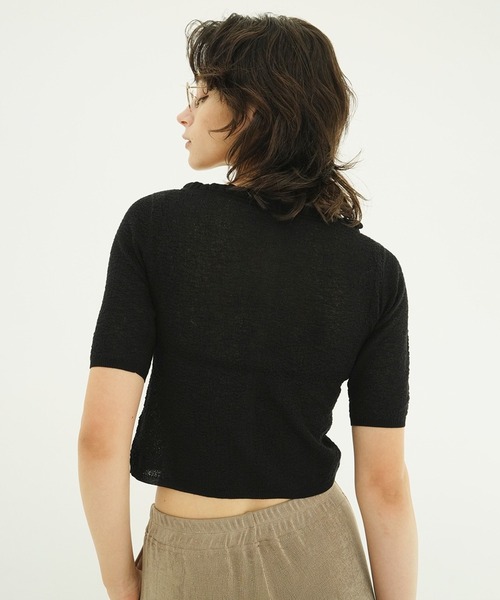 CLANE(クラネ)の「W FACE FRILL KNIT CARDIGAN(カーディガン/ボレロ・レディース・ブラック/アイボリー・2/1)」の9枚目の写真