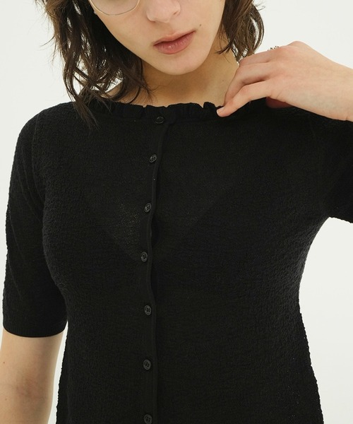 CLANE(クラネ)の「W FACE FRILL KNIT CARDIGAN(カーディガン/ボレロ・レディース・ブラック/アイボリー・2/1)」の10枚目の写真
