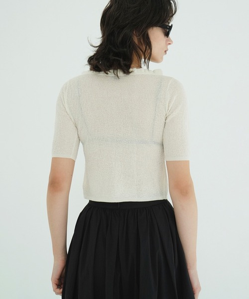 CLANE(クラネ)の「W FACE FRILL KNIT CARDIGAN(カーディガン/ボレロ・レディース・ブラック/アイボリー・2/1)」の5枚目の写真