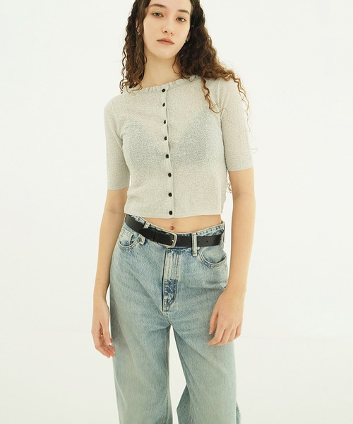 CLANE(クラネ)の「W FACE FRILL KNIT CARDIGAN(カーディガン/ボレロ・レディース・ブラック/アイボリー・2/1)」の15枚目の写真