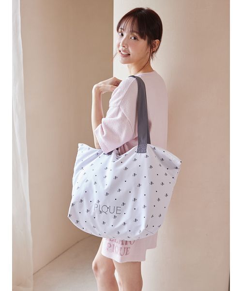 gelato pique(ジェラートピケ)の「バリエーションキャリーオンバッグ(トートバッグ・レディース・アイボリー/ピンク・F)」の16枚目の写真