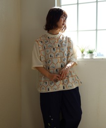 EMAGO おうち透かし刺繍シャツ 半端袖