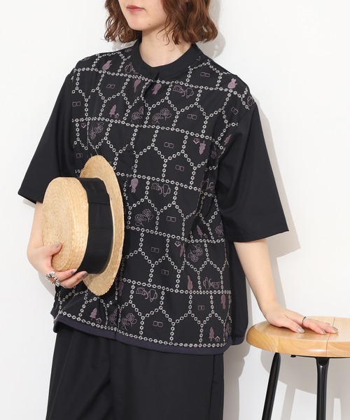 Emago(イマゴ)の「EMAGO おうち透かし刺繍シャツ 半端袖(シャツ/ブラウス・レディース・ネイビー/アイボリー/ブラック・FREE)」の13枚目の写真