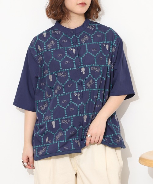 Emago(イマゴ)の「EMAGO おうち透かし刺繍シャツ 半端袖(シャツ/ブラウス・レディース・ネイビー/アイボリー/ブラック・FREE)」の20枚目の写真
