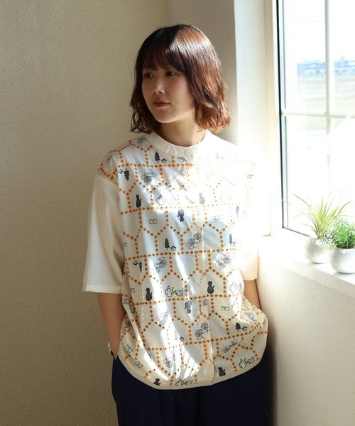 Emago(イマゴ)の「EMAGO おうち透かし刺繍シャツ 半端袖(シャツ/ブラウス・レディース・ネイビー/アイボリー/ブラック・FREE)」の6枚目の写真